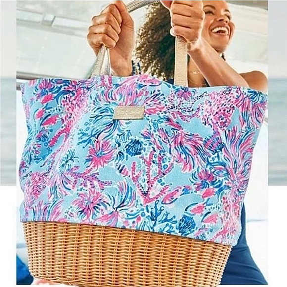 Lilly pulitzer wicker tote new - Picture 3 of 5